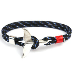HOMOD 2019 New Fashion Black Color Anchor Bracelets Men Charm Survival Rope Chain Paracord Bracelet Male Wrap Metal Sport Hooks